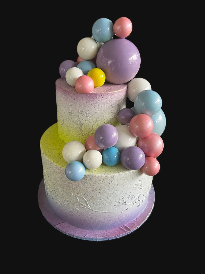 Colourful Bauble 2 Tier Smash Cake