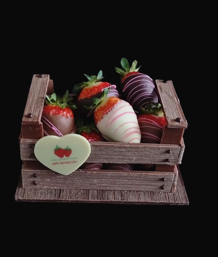 MOTHER'S DAY SPECIAL - Chocolate Crate with fresh Strawberries dipped in chocolate - ONLY AVAILABLE AS AN ORDER - CHECK INFO FOR MORE