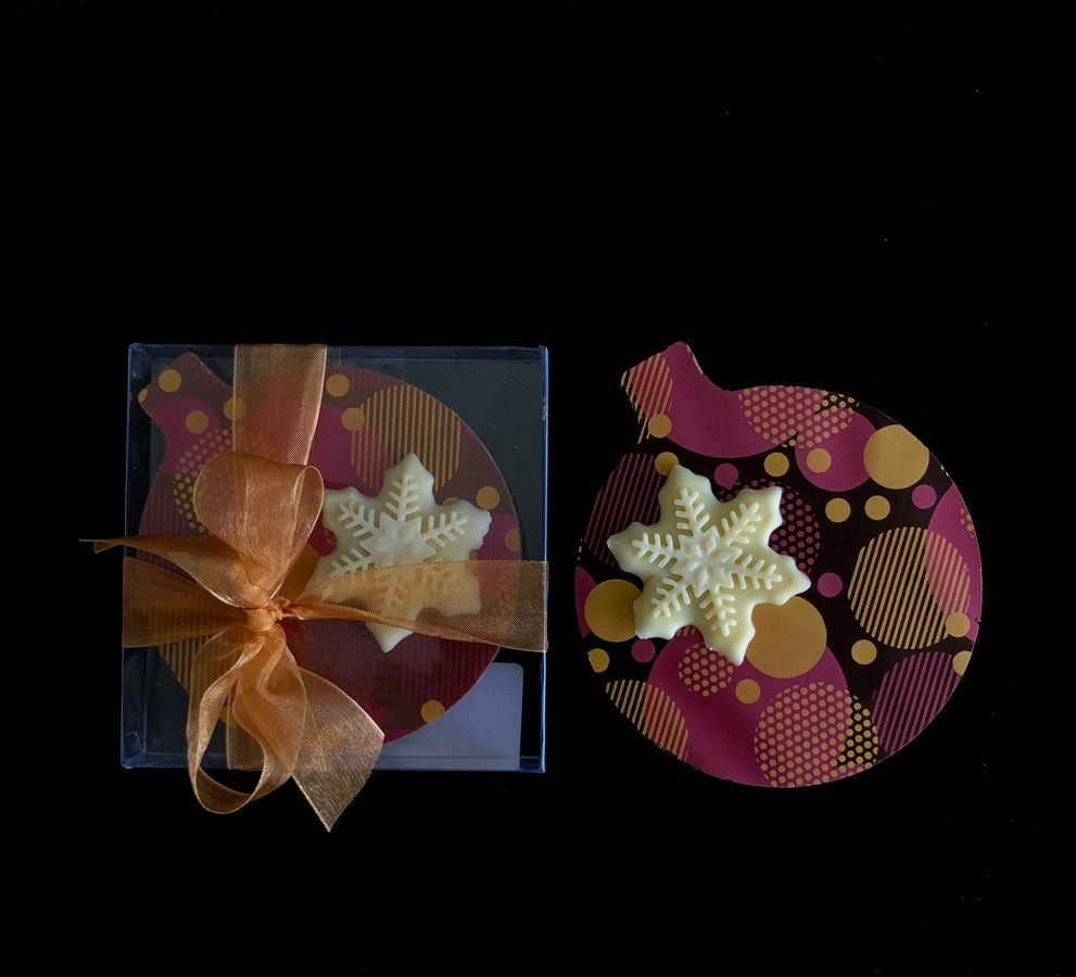 Chocolate Flat Bauble with Snowflake