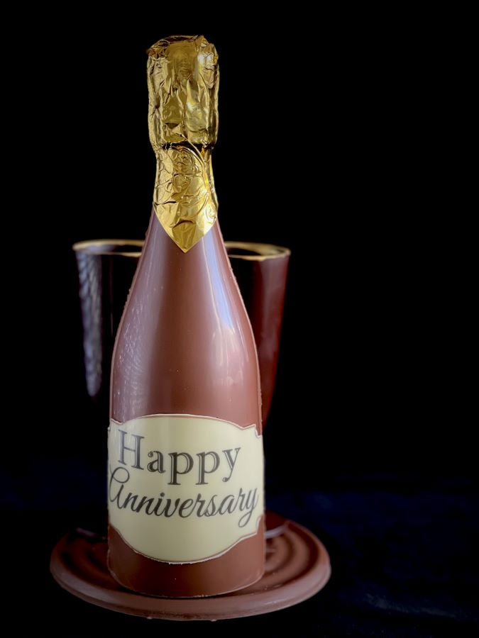 Champagne Bottle & Glasses Happy Anniversary
