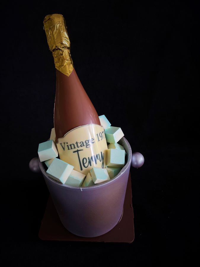 Chocolate Champagne Ice Bucket Smash Cake