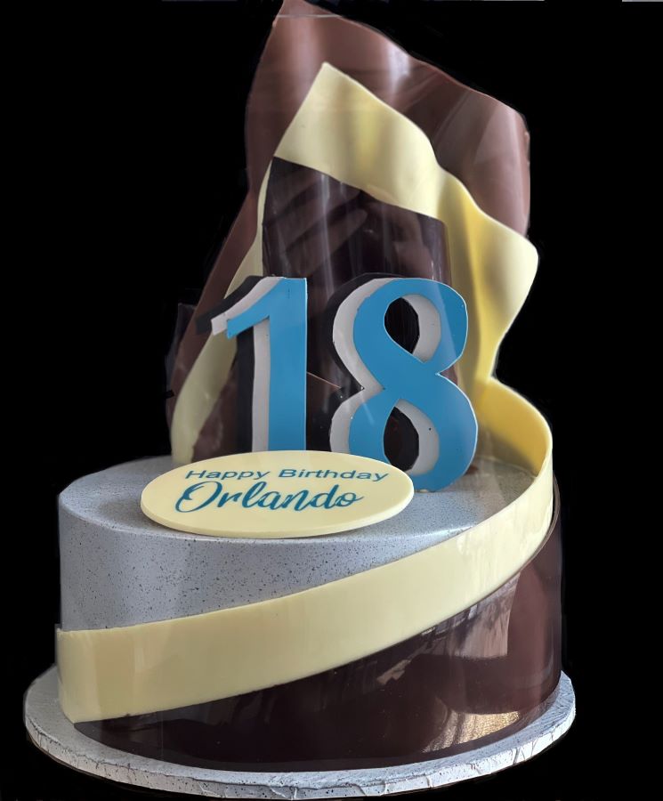 18th Blue Smash Cake