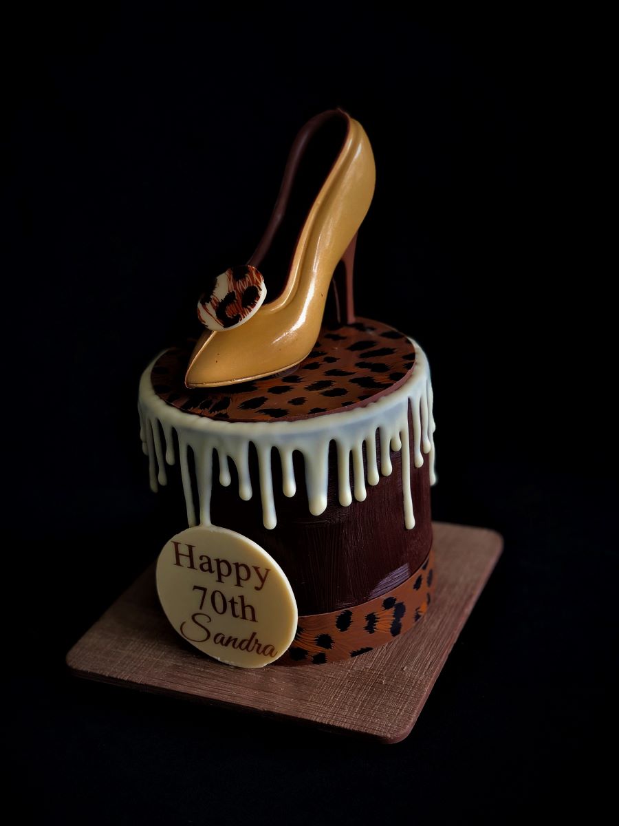 Gold Stiletto Shoe Smash Cake