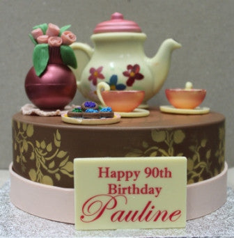 Chocolate Smash Cake - 90th Birthday Tea Set