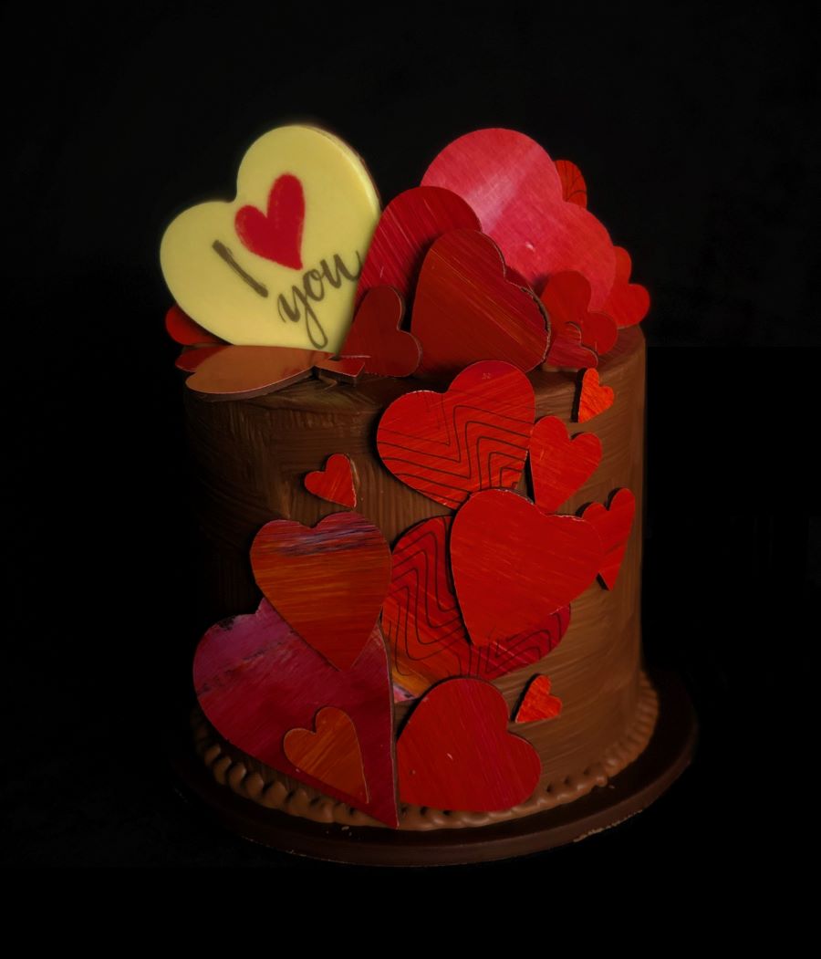 Red Love Heart Smash Cake